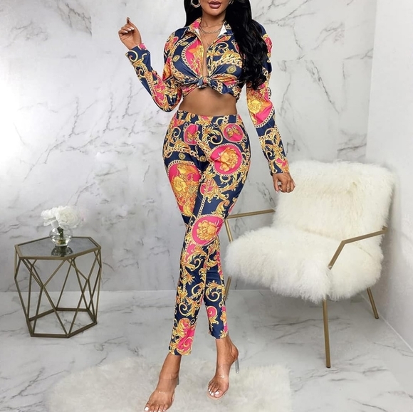 Two Piece Floral Print Pant Suits main image 1